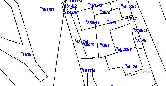 Parcela st. 350/5 v KÚ Víska u Jevíčka, Katastrální mapa