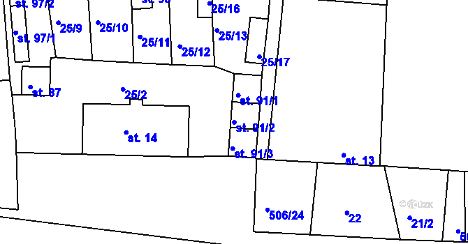 Parcela st. 91/2 v KÚ Víska u Jevíčka, Katastrální mapa