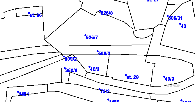 Parcela st. 508/2 v KÚ Víska u Jevíčka, Katastrální mapa