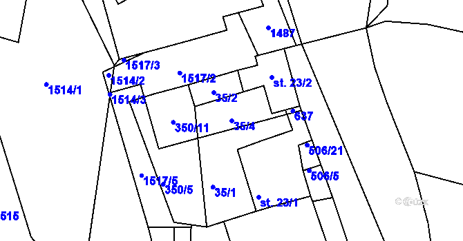 Parcela st. 35/4 v KÚ Víska u Jevíčka, Katastrální mapa