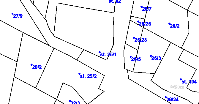 Parcela st. 25/1 v KÚ Vísky u Letovic, Katastrální mapa