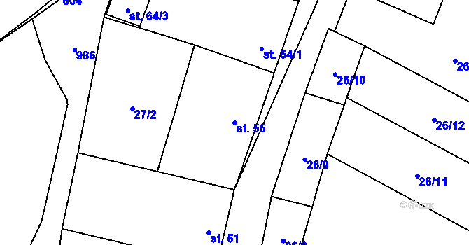 Parcela st. 55 v KÚ Vísky u Letovic, Katastrální mapa