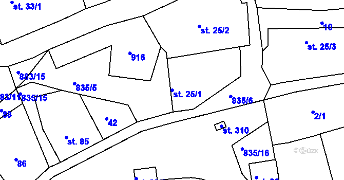 Parcela st. 25/1 v KÚ Višňová, Katastrální mapa