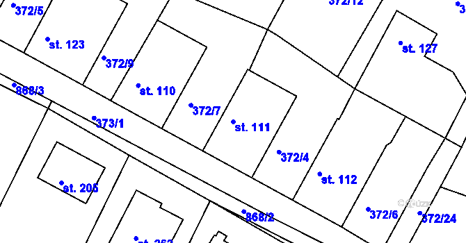 Parcela st. 111 v KÚ Višňová, Katastrální mapa