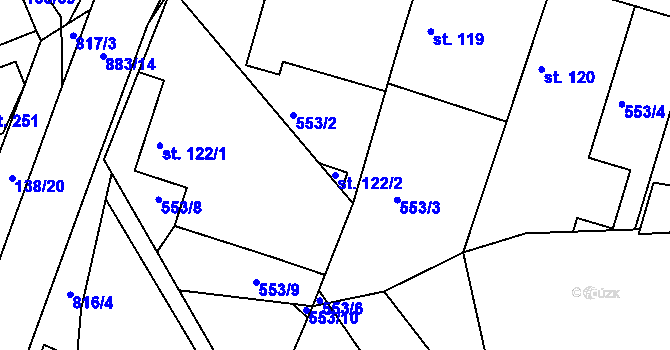 Parcela st. 122/2 v KÚ Višňová, Katastrální mapa