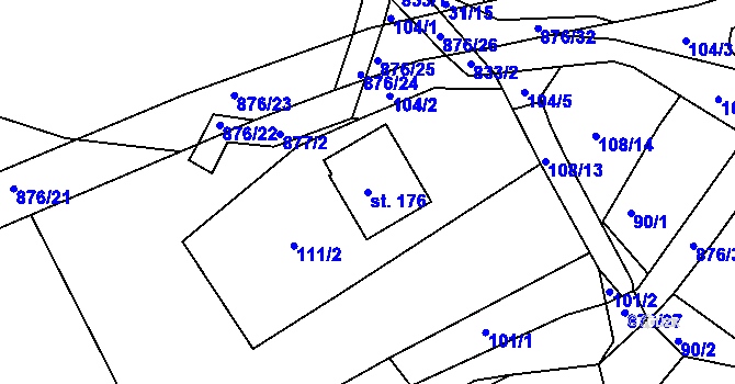 Parcela st. 176 v KÚ Višňová, Katastrální mapa