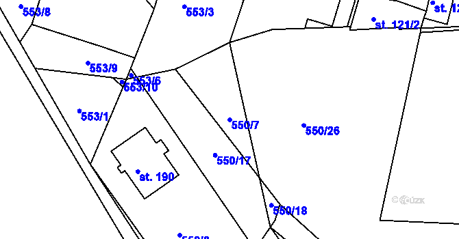 Parcela st. 550/7 v KÚ Višňová, Katastrální mapa