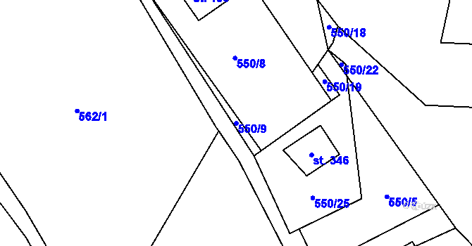Parcela st. 550/9 v KÚ Višňová, Katastrální mapa
