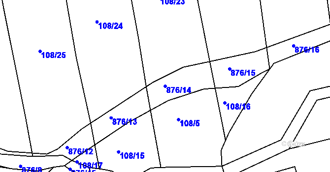 Parcela st. 876/14 v KÚ Višňová, Katastrální mapa