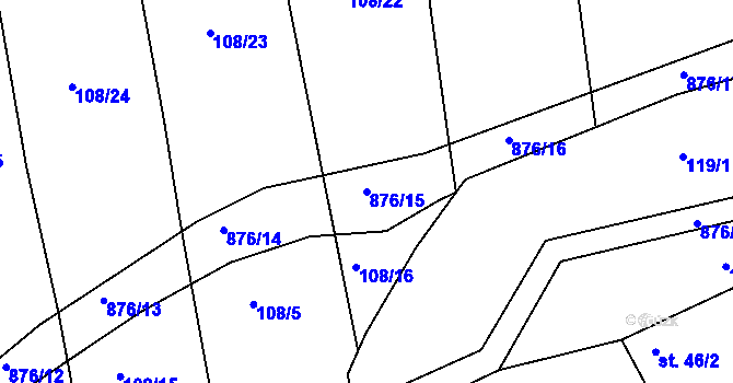 Parcela st. 876/15 v KÚ Višňová, Katastrální mapa