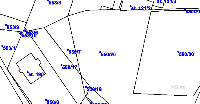 Parcela st. 550/26 v KÚ Višňová, Katastrální mapa