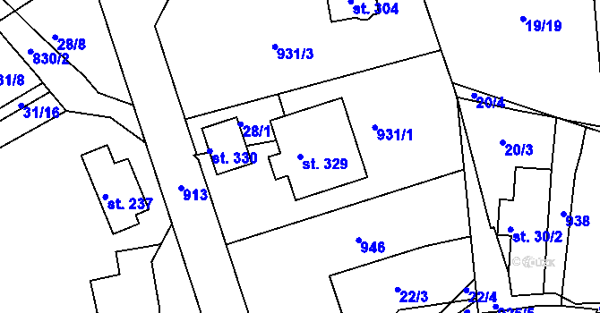 Parcela st. 329 v KÚ Višňová, Katastrální mapa