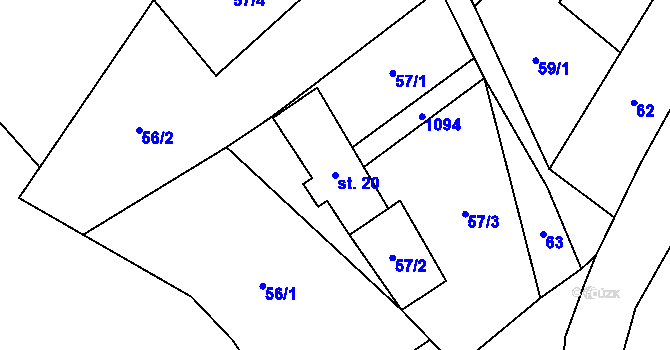 Parcela st. 20 v KÚ Poustka u Frýdlantu, Katastrální mapa