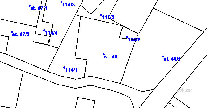Parcela st. 46 v KÚ Poustka u Frýdlantu, Katastrální mapa