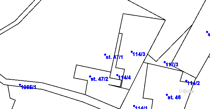 Parcela st. 47/1 v KÚ Poustka u Frýdlantu, Katastrální mapa