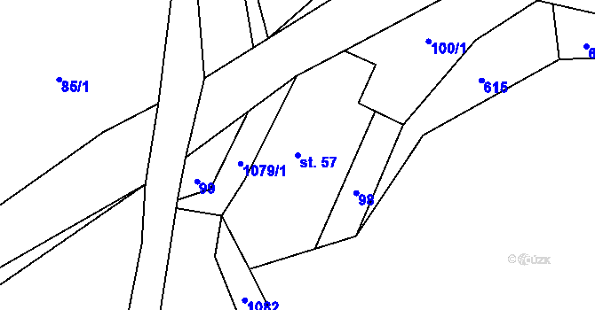 Parcela st. 57 v KÚ Poustka u Frýdlantu, Katastrální mapa