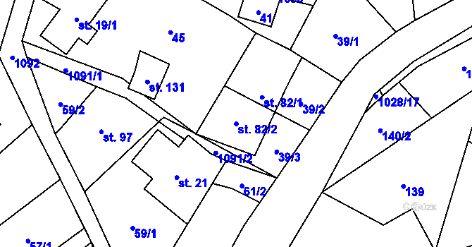 Parcela st. 82/2 v KÚ Poustka u Frýdlantu, Katastrální mapa