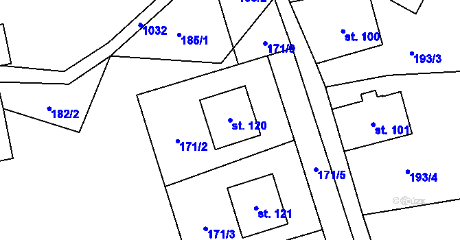 Parcela st. 120 v KÚ Poustka u Frýdlantu, Katastrální mapa