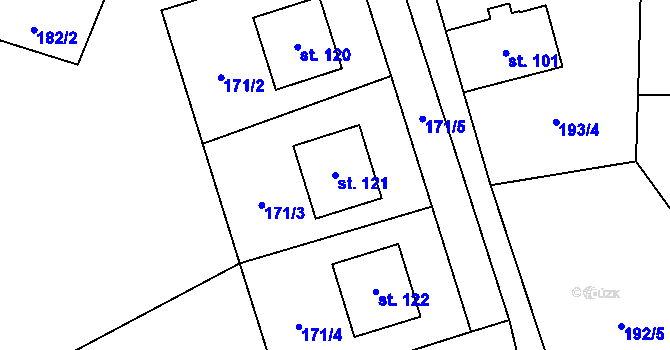 Parcela st. 121 v KÚ Poustka u Frýdlantu, Katastrální mapa