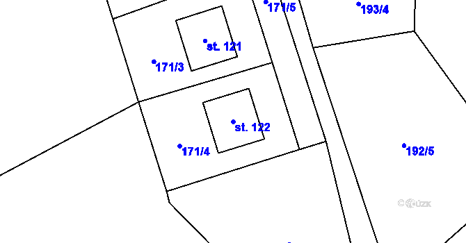Parcela st. 122 v KÚ Poustka u Frýdlantu, Katastrální mapa