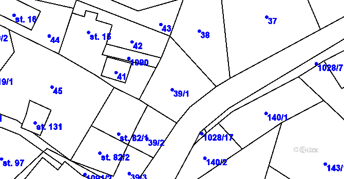 Parcela st. 39/1 v KÚ Poustka u Frýdlantu, Katastrální mapa