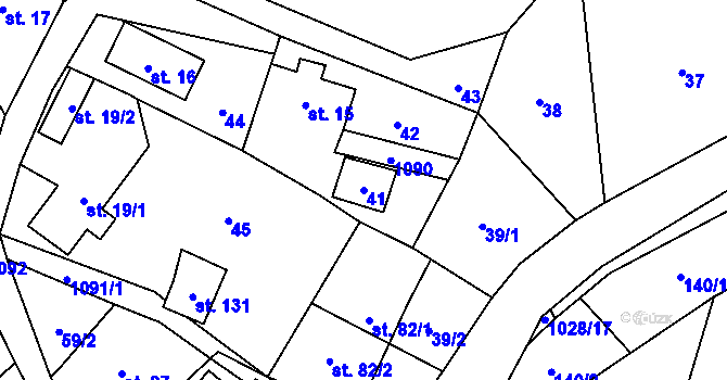 Parcela st. 41 v KÚ Poustka u Frýdlantu, Katastrální mapa