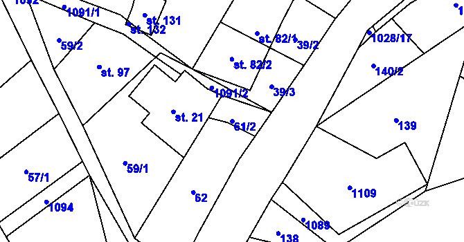 Parcela st. 61/2 v KÚ Poustka u Frýdlantu, Katastrální mapa