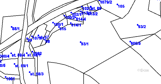 Parcela st. 93/1 v KÚ Poustka u Frýdlantu, Katastrální mapa