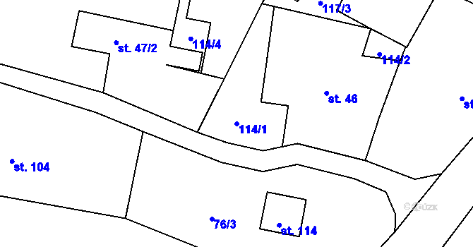 Parcela st. 114/1 v KÚ Poustka u Frýdlantu, Katastrální mapa
