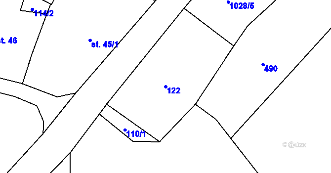 Parcela st. 122 v KÚ Poustka u Frýdlantu, Katastrální mapa