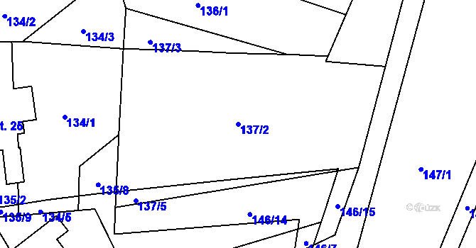 Parcela st. 137/2 v KÚ Poustka u Frýdlantu, Katastrální mapa