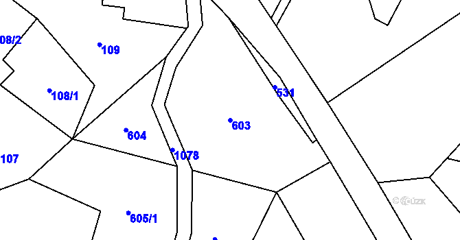 Parcela st. 603 v KÚ Poustka u Frýdlantu, Katastrální mapa