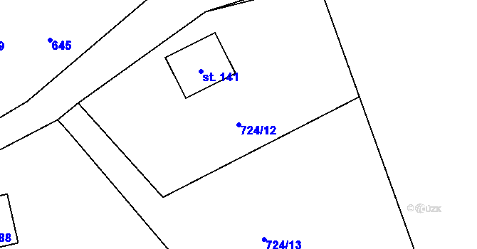 Parcela st. 724/12 v KÚ Předlánce, Katastrální mapa