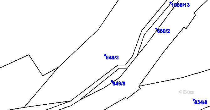 Parcela st. 649/3 v KÚ Předlánce, Katastrální mapa