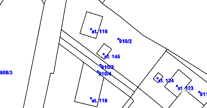 Parcela st. 145 v KÚ Předlánce, Katastrální mapa