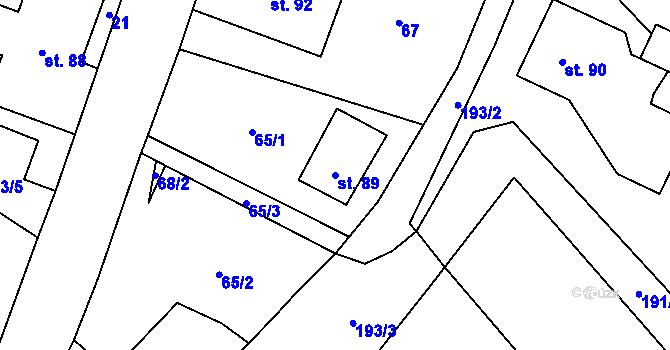 Parcela st. 89 v KÚ Víska u Frýdlantu, Katastrální mapa