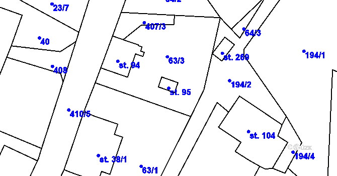 Parcela st. 95 v KÚ Víska u Frýdlantu, Katastrální mapa