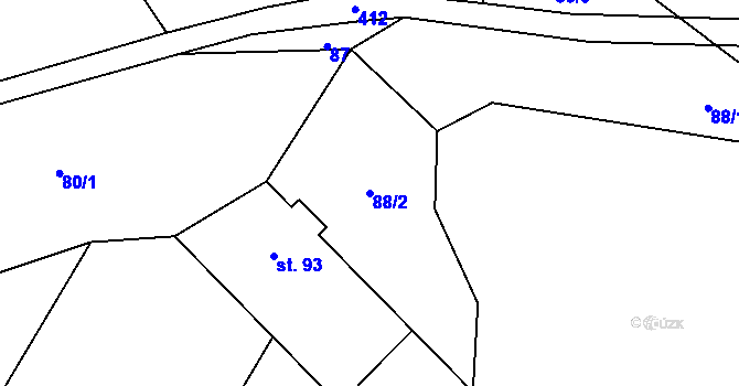 Parcela st. 88/2 v KÚ Víska u Frýdlantu, Katastrální mapa