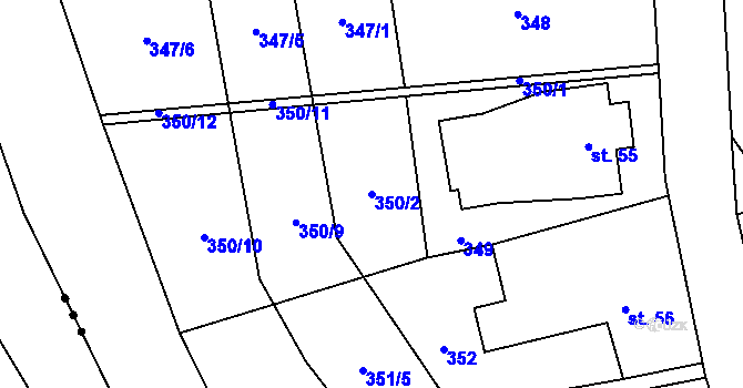 Parcela st. 350/2 v KÚ Víska u Frýdlantu, Katastrální mapa