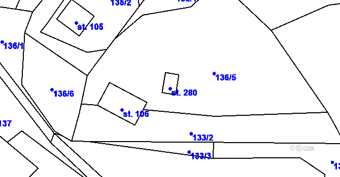 Parcela st. 280 v KÚ Víska u Frýdlantu, Katastrální mapa