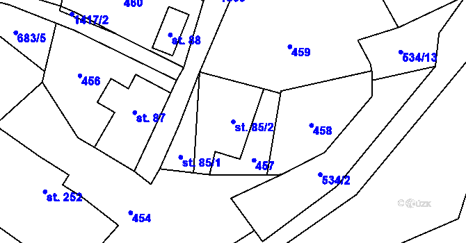Parcela st. 85/2 v KÚ Višňová u Frýdlantu, Katastrální mapa