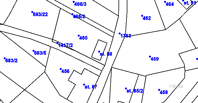 Parcela st. 88 v KÚ Višňová u Frýdlantu, Katastrální mapa