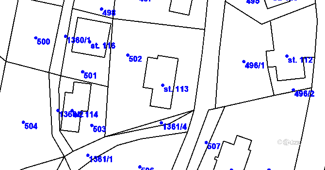 Parcela st. 113 v KÚ Višňová u Frýdlantu, Katastrální mapa