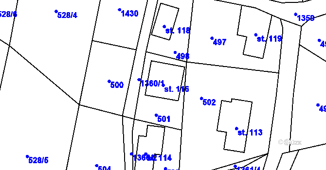 Parcela st. 116 v KÚ Višňová u Frýdlantu, Katastrální mapa