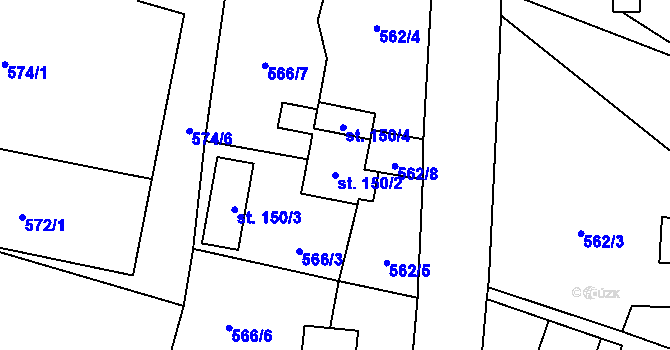 Parcela st. 150/2 v KÚ Višňová u Frýdlantu, Katastrální mapa