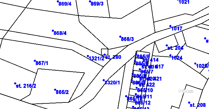 Parcela st. 280 v KÚ Višňová u Frýdlantu, Katastrální mapa