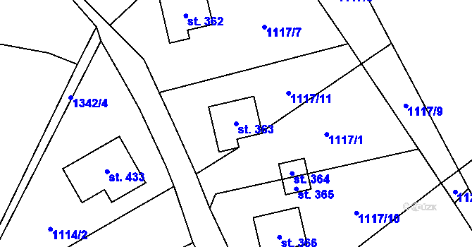 Parcela st. 363 v KÚ Višňová u Frýdlantu, Katastrální mapa