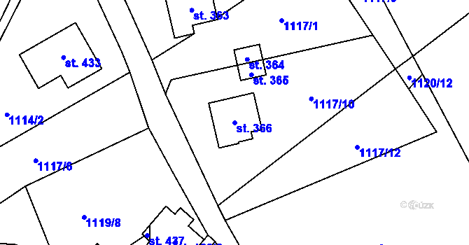 Parcela st. 366 v KÚ Višňová u Frýdlantu, Katastrální mapa