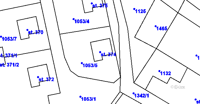 Parcela st. 374 v KÚ Višňová u Frýdlantu, Katastrální mapa