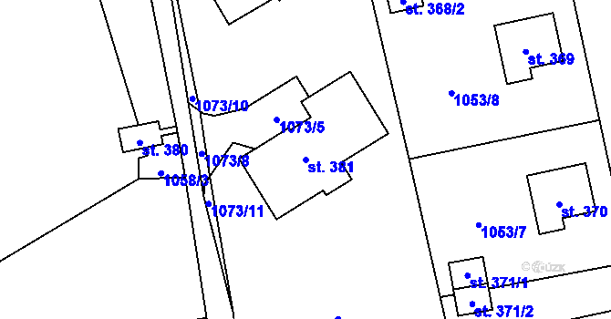 Parcela st. 381 v KÚ Višňová u Frýdlantu, Katastrální mapa